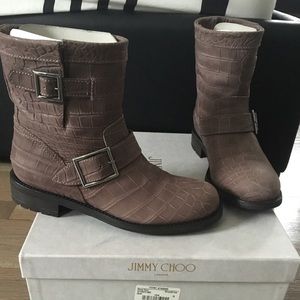 100% Authentic Jimmy Choo Croc Moto Boots 8